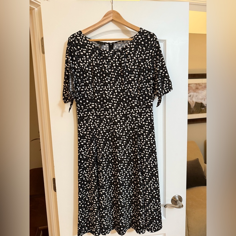 Talbots Black and White Polka Dot Dress Size M